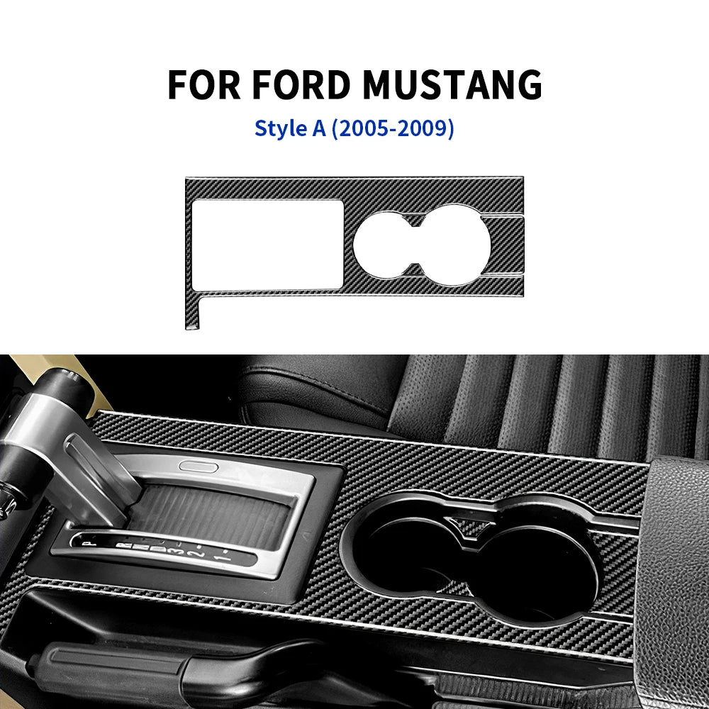 Real Soft Carbon Fiber Sticker For Ford Mustang 2005 2006 2007 2008 2009 Accessories Interior Trim Car Gear Shift Panel Cover