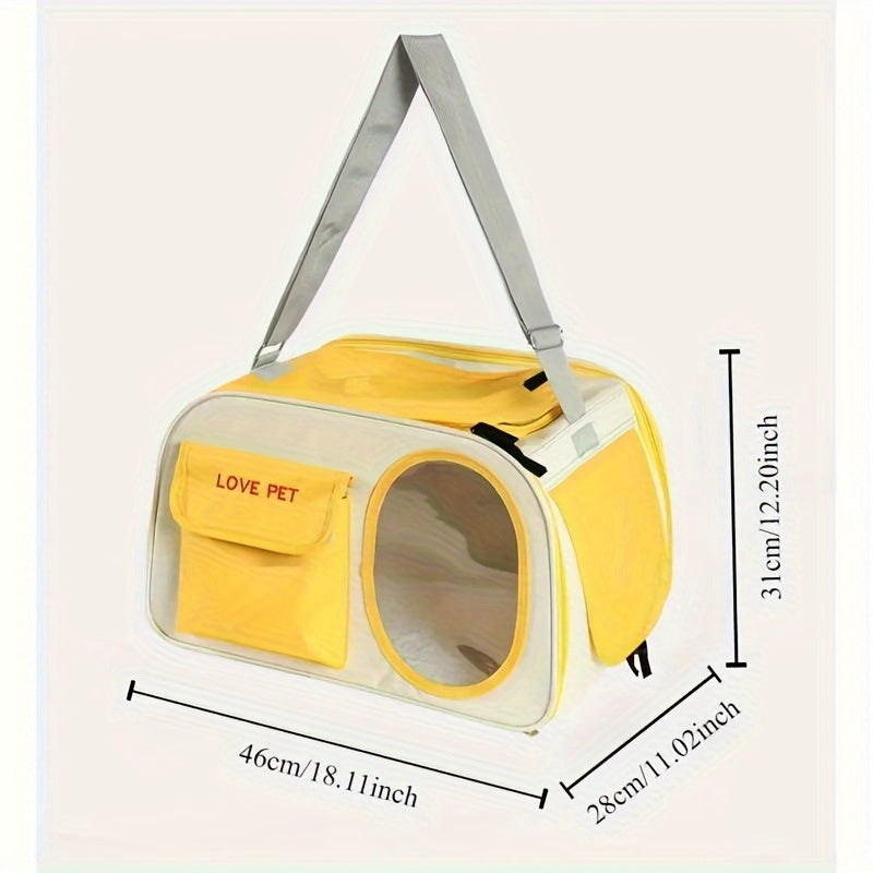 Foldable Portable Pet Backpack, Breathable Mesh Design, Fits Small To Large Cats & Small To Medium Dogs, Airline Approved, Multi-Functional Safety Leash, 18.1x11x12.2 Inches, Yellow