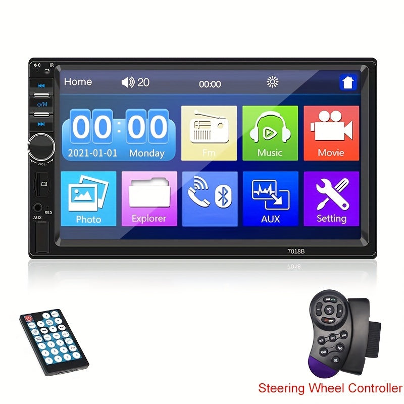 Car MP5 Dual Rod Radio, Portable 7-inch HD Touch Screen, Synchronous GPS Navigation Audio Car Radio Receiver, Wireless Wireless Multimedia Player, Compatible with Android/Apple Mobile Phone Systems, Optional Reverse Camera, S