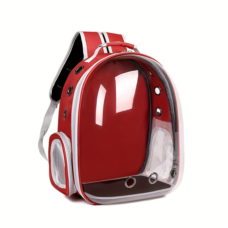 PVC Soft-Sided Cat Carrier Backpack with Zipper Closure, Transparent Breathable Space Capsule Design for Pet Comfort and Portability