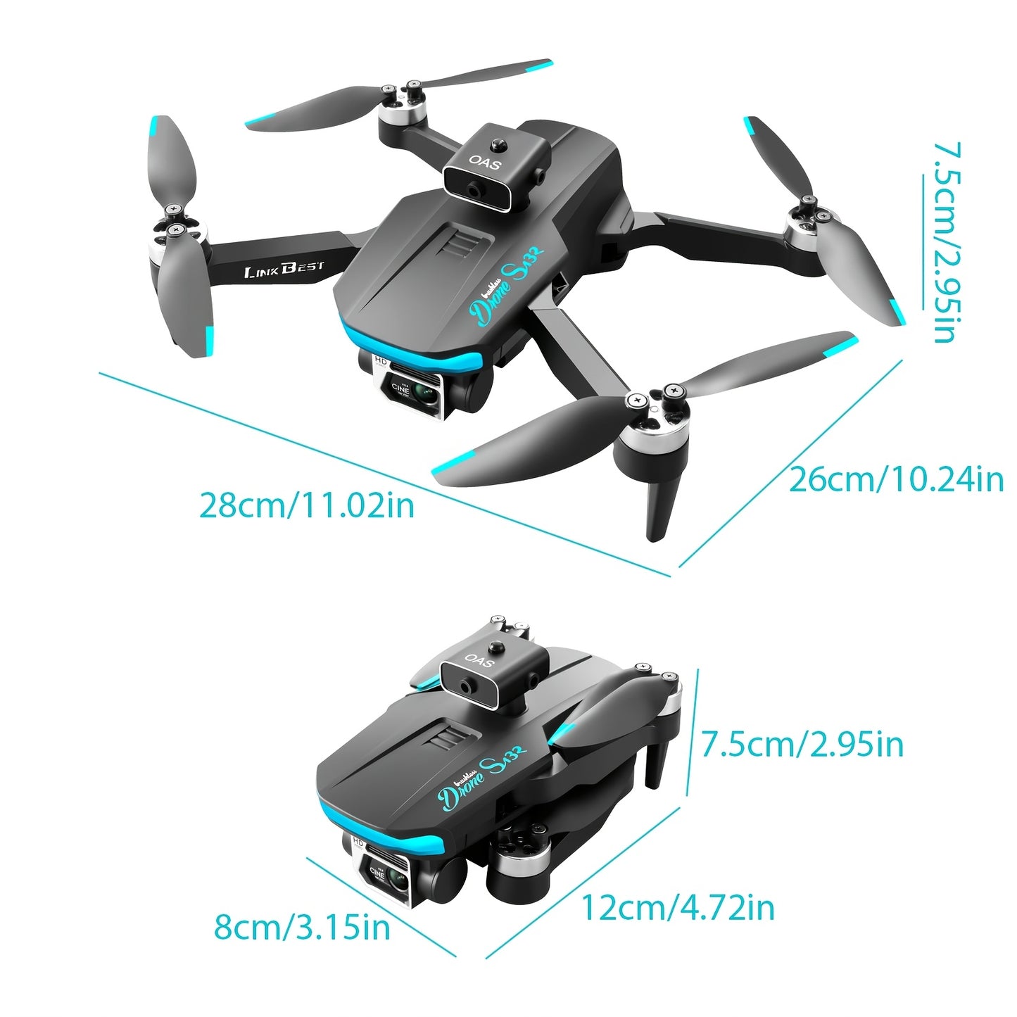 New S132 UAV Drone with HD ESC Dual Camera, GPS Positioning, 360° Intelligent Obstacle Avoidance, Optical Flow Hovering, One-Key Takeoff, And Fail-Safe Return.Perfect for Beginners Men's Gifts