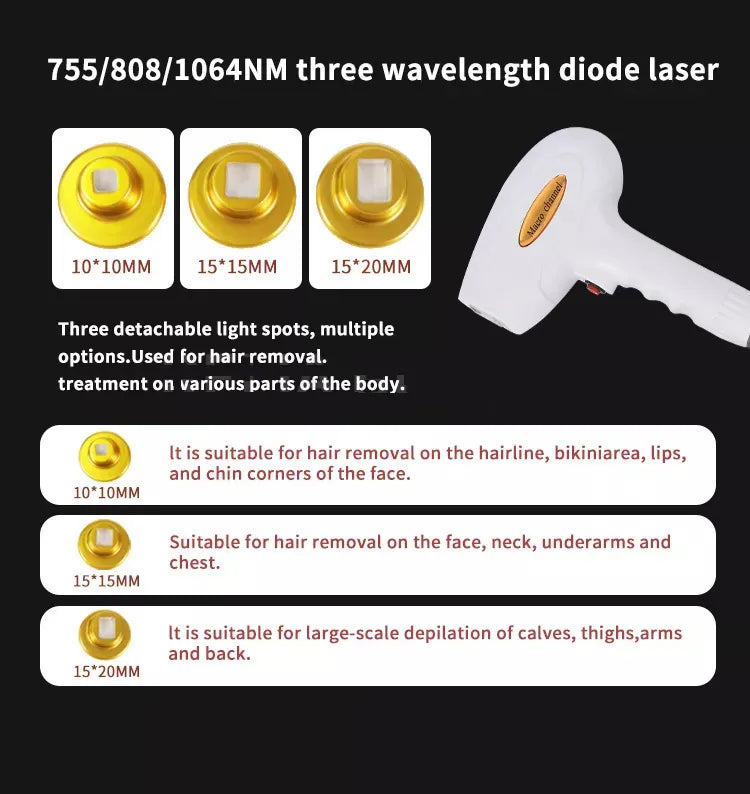 Newest 2000W 808nm diode l-aser 3 Wavelength 755 808 1064nm Hair Removal Machine Cooling Head Painless Epilator Face Body