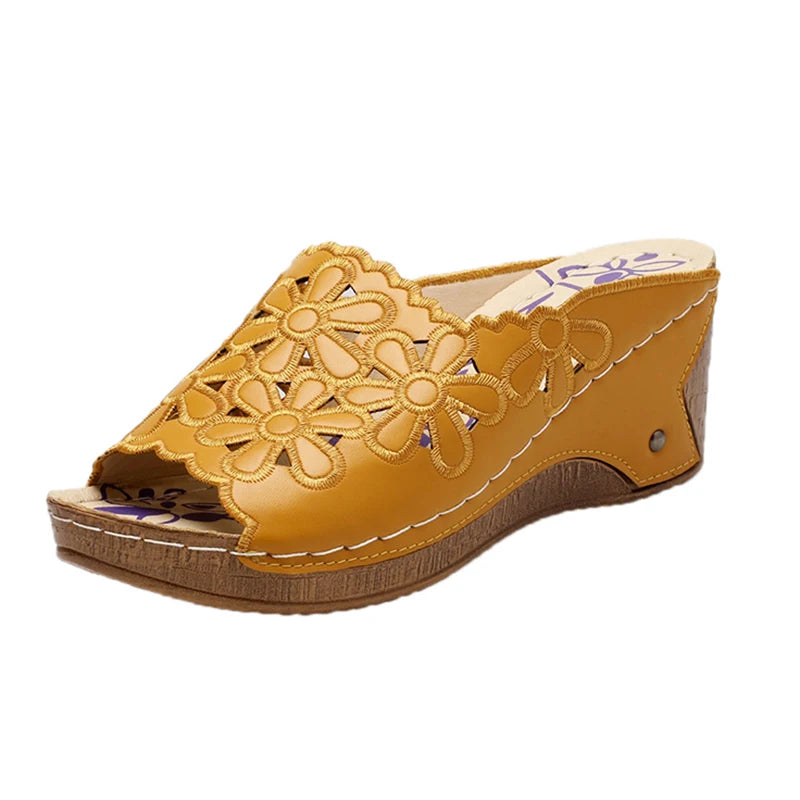 Women Shoes Sandals Summer Outdoor Walking Shoes Slip On Sandals Ladies Wedge Women's Shoes Retro Woman Slippers Footwear Female image