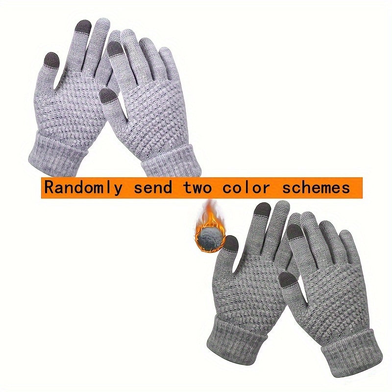 Winter Coldproof Touchscreen Gloves with Fleece Lining - Thickened Warm Unisex Phone Operation Gloves for Smartphone, Outdoor Activities, Skiing & Commuting (for all Smartphones)