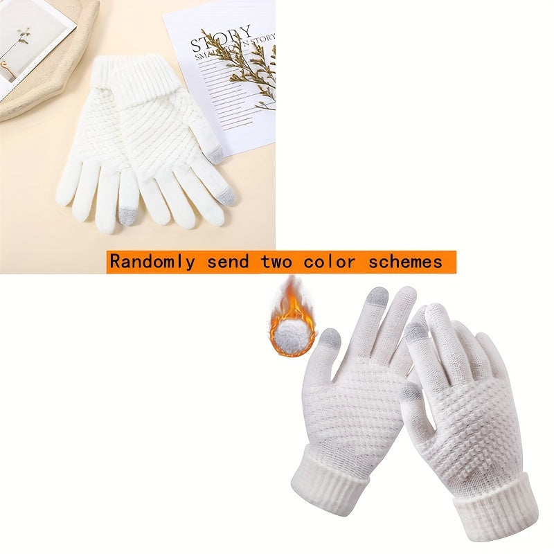Winter Coldproof Touchscreen Gloves with Fleece Lining - Thickened Warm Unisex Phone Operation Gloves for Smartphone, Outdoor Activities, Skiing & Commuting (for all Smartphones)