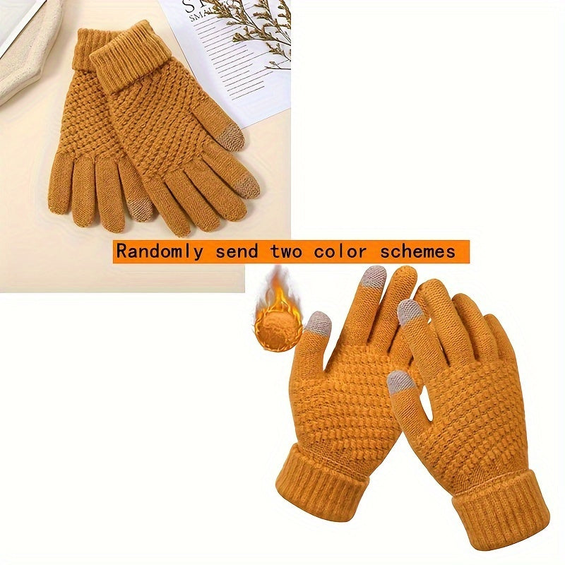 Winter Coldproof Touchscreen Gloves with Fleece Lining - Thickened Warm Unisex Phone Operation Gloves for Smartphone, Outdoor Activities, Skiing & Commuting (for all Smartphones)