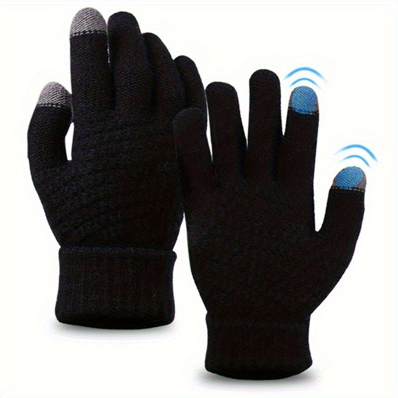Winter Coldproof Touchscreen Gloves with Fleece Lining - Thickened Warm Unisex Phone Operation Gloves for Smartphone, Outdoor Activities, Skiing & Commuting (for all Smartphones)