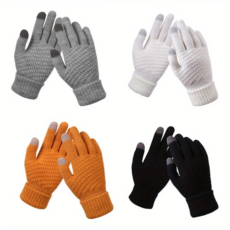Winter Coldproof Touchscreen Gloves with Fleece Lining - Thickened Warm Unisex Phone Operation Gloves for Smartphone, Outdoor Activities, Skiing & Commuting (for all Smartphones)