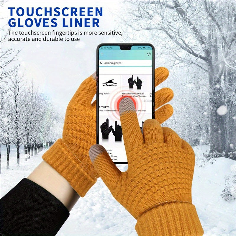 Winter Coldproof Touchscreen Gloves with Fleece Lining - Thickened Warm Unisex Phone Operation Gloves for Smartphone, Outdoor Activities, Skiing & Commuting (for all Smartphones)