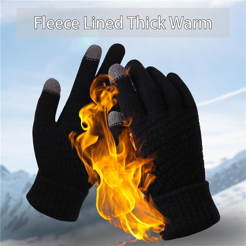 Winter Coldproof Touchscreen Gloves with Fleece Lining - Thickened Warm Unisex Phone Operation Gloves for Smartphone, Outdoor Activities, Skiing & Commuting (for all Smartphones)