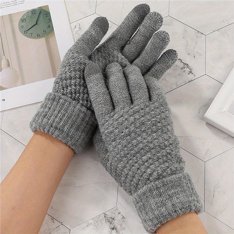 Winter Coldproof Touchscreen Gloves with Fleece Lining - Thickened Warm Unisex Phone Operation Gloves for Smartphone, Outdoor Activities, Skiing & Commuting (for all Smartphones)