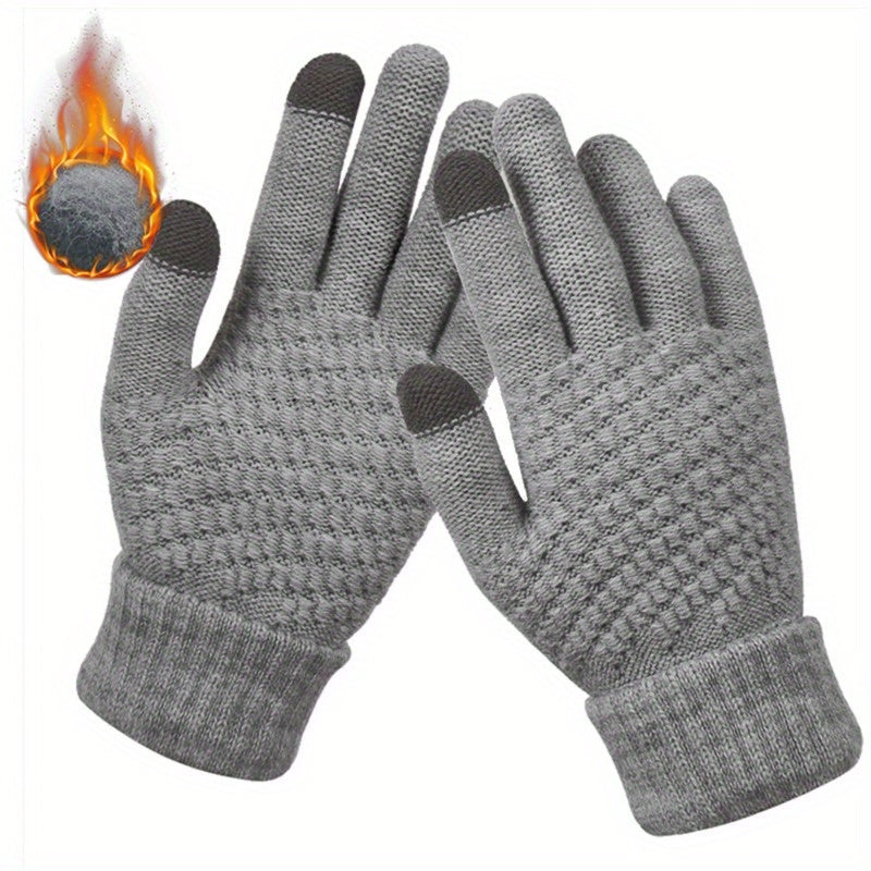 Winter Coldproof Touchscreen Gloves with Fleece Lining - Thickened Warm Unisex Phone Operation Gloves for Smartphone, Outdoor Activities, Skiing & Commuting (for all Smartphones)
