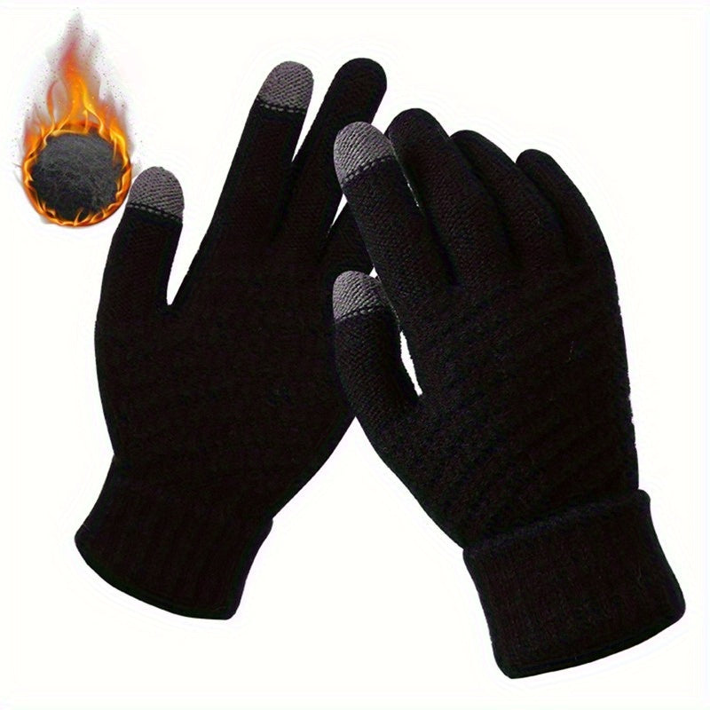 Winter Coldproof Touchscreen Gloves with Fleece Lining - Thickened Warm Unisex Phone Operation Gloves for Smartphone, Outdoor Activities, Skiing & Commuting (for all Smartphones)