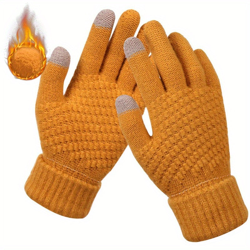Winter Coldproof Touchscreen Gloves with Fleece Lining - Thickened Warm Unisex Phone Operation Gloves for Smartphone, Outdoor Activities, Skiing & Commuting (for all Smartphones)