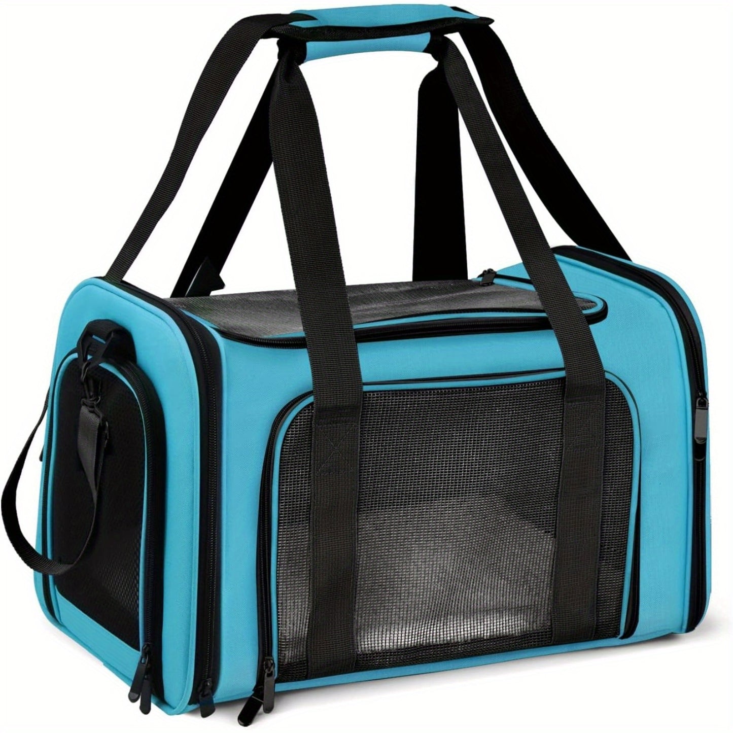 Portable Foldable Soft Sided Collapsible Travel Cat Cage & Dog Crate - TSA Airline Approved Carrier for Small to Medium-sized Cats & Puppies Under 15 lbs, Grey, Easy to Assemble, Durable, Breathable, and Spacious Pet Kennel f