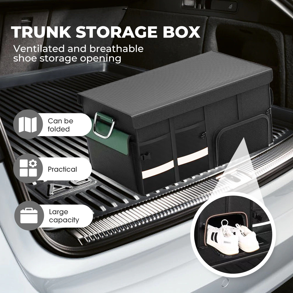 Foldable Trunk Storage Box Waterproof Oxford Cloth 110L Large-Capacity Car Organizer for Camping/Fishing Easy to Carry