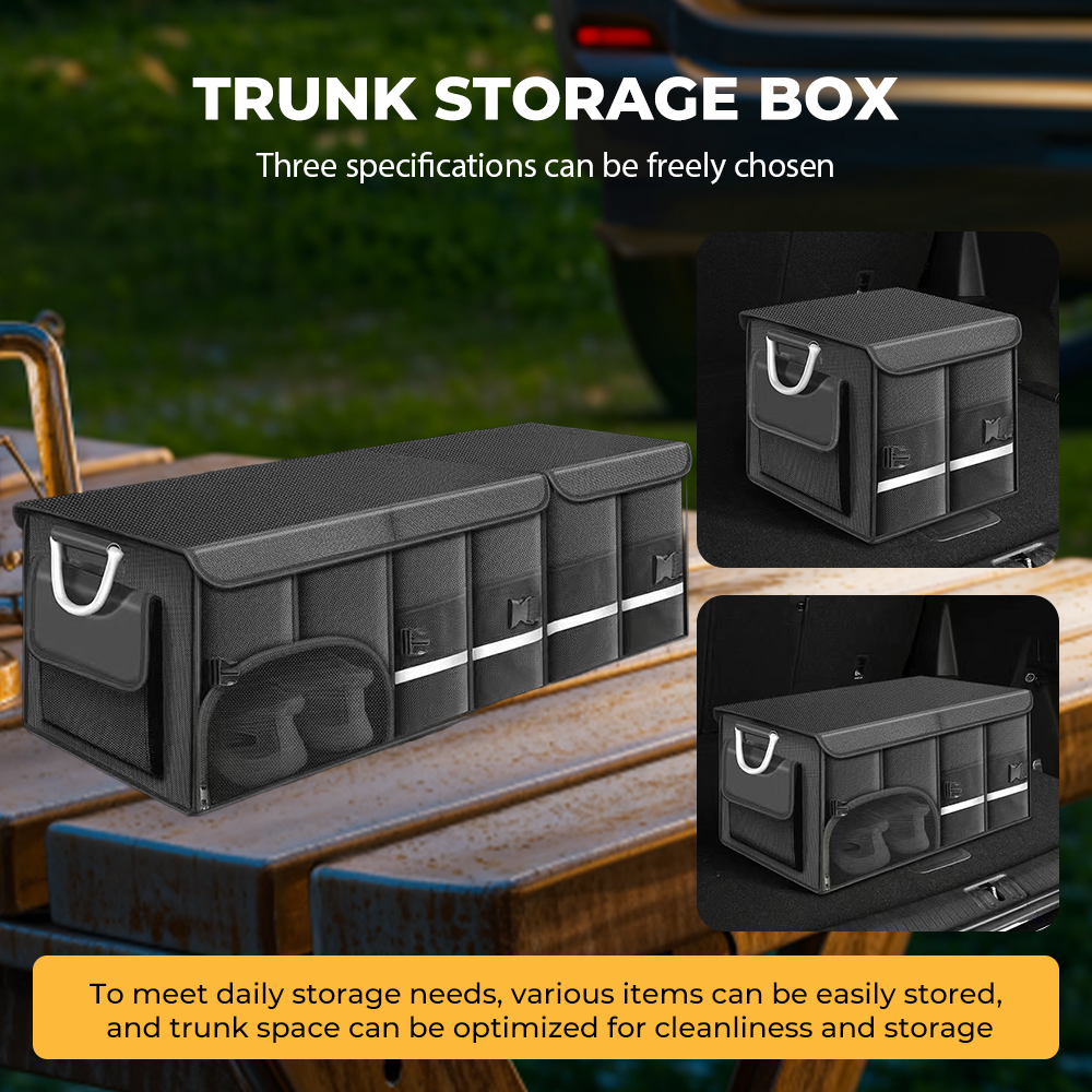 Foldable Trunk Storage Box Waterproof Oxford Cloth 110L Large-Capacity Car Organizer for Camping/Fishing Easy to Carry