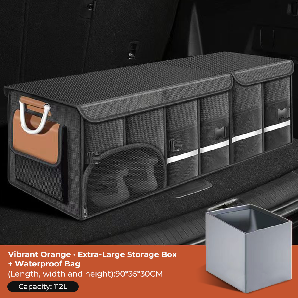 Foldable Trunk Storage Box Waterproof Oxford Cloth 110L Large-Capacity Car Organizer for Camping/Fishing Easy to Carry