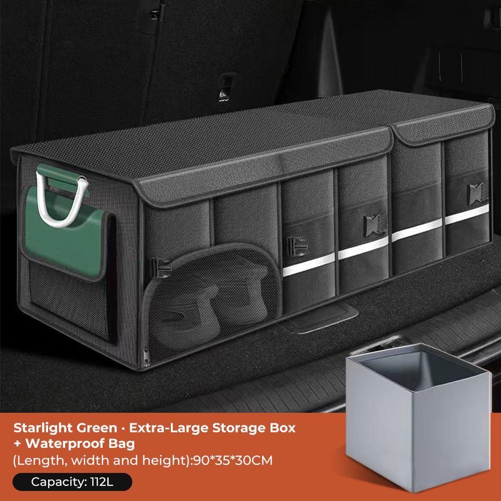 Foldable Trunk Storage Box Waterproof Oxford Cloth 110L Large-Capacity Car Organizer for Camping/Fishing Easy to Carry