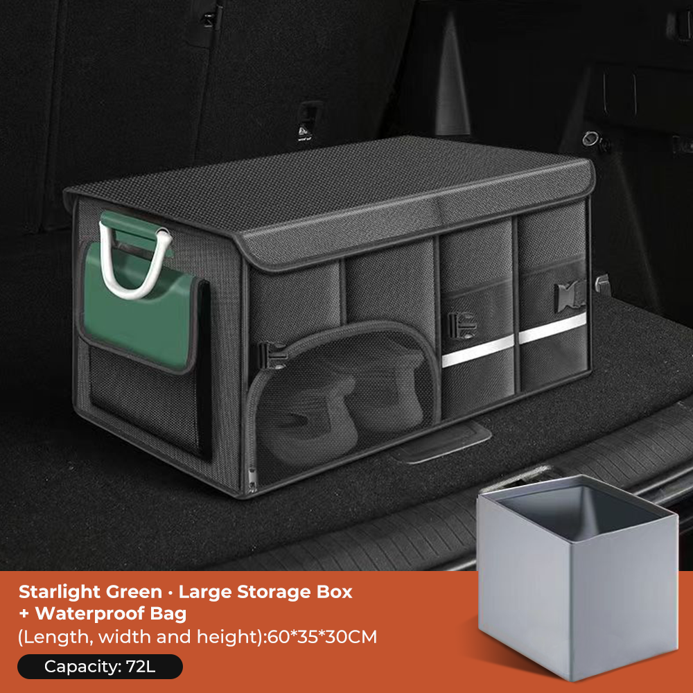 Foldable Trunk Storage Box Waterproof Oxford Cloth 110L Large-Capacity Car Organizer for Camping/Fishing Easy to Carry