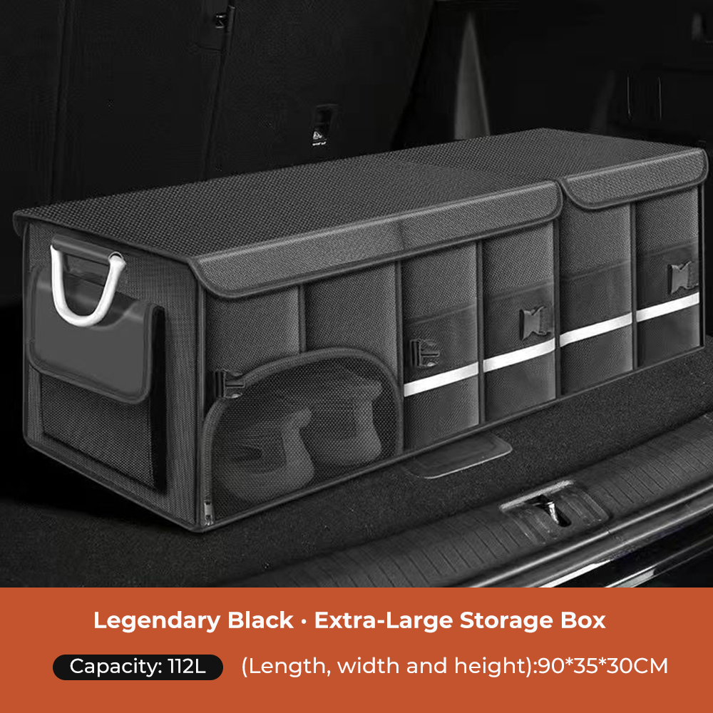 Foldable Trunk Storage Box Waterproof Oxford Cloth 110L Large-Capacity Car Organizer for Camping/Fishing Easy to Carry