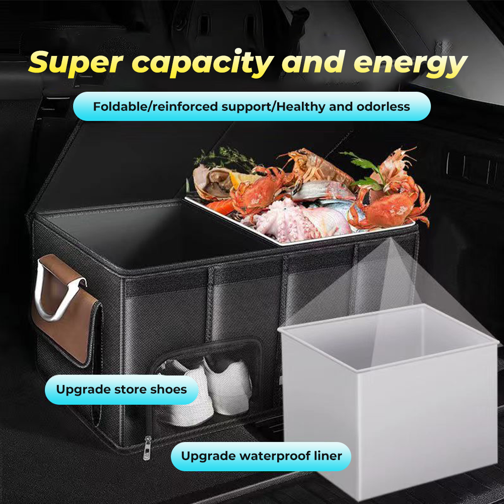 Foldable Trunk Storage Box Waterproof Oxford Cloth 110L Large-Capacity Car Organizer for Camping/Fishing Easy to Carry