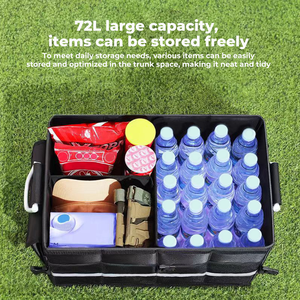Foldable Trunk Storage Box Waterproof Oxford Cloth 110L Large-Capacity Car Organizer for Camping/Fishing Easy to Carry
