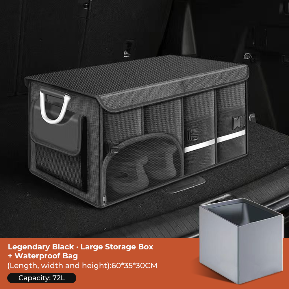 Foldable Trunk Storage Box Waterproof Oxford Cloth 110L Large-Capacity Car Organizer for Camping/Fishing Easy to Carry