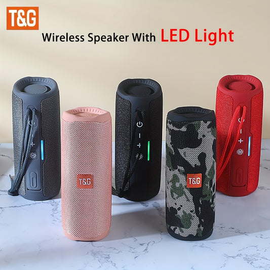 [Wireless Speaker] T&G 365 Wireless Speaker - Portable Wireless Speaker with LED Light, Built-in Microphone, Surround Sound - Supports Audio Cable, Micro SD/TF Card, PC, Smartphone or Tablet, USB Port, Tabletop Mounting, Butt