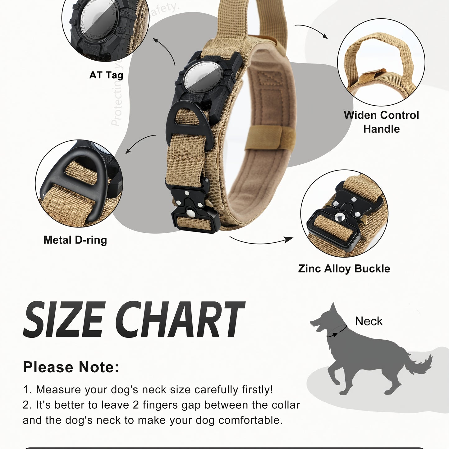 Tactical Nylon Dog Collar with GPS Holder, Adjustable Military-Style Collar for Dogs, Heavy-Duty Training Collar for All Breeds, Heavy Duty Collar | Secure Fit Collar | Adjustable Colla