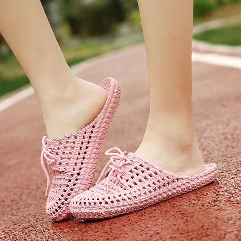 Summer Ladies Baotou Slippers with Hollow Fashion Soft Bottom Hole Shoes Women Wear Beach Sandals and Slippers image 0