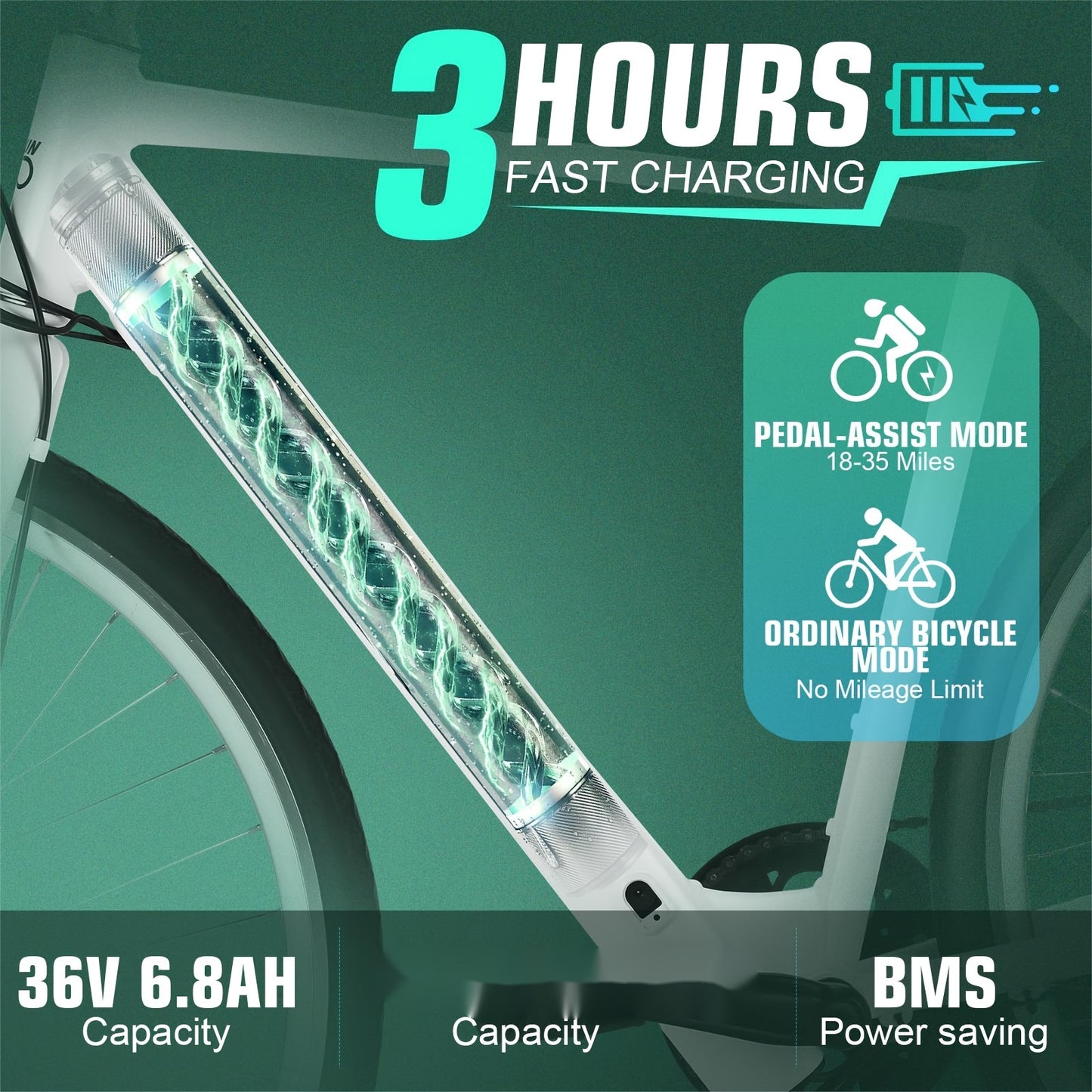 700C Electric Road Bike - 350W Motor Men Electric Bike Long Range, 36V 6.8Ah Battery Electric Motorcycle, Fast 3-Hour Charging Electric Scooter, Lightweight Frame, Bullhorn Handlebars Women Electric Bike - Perfect For Men & W