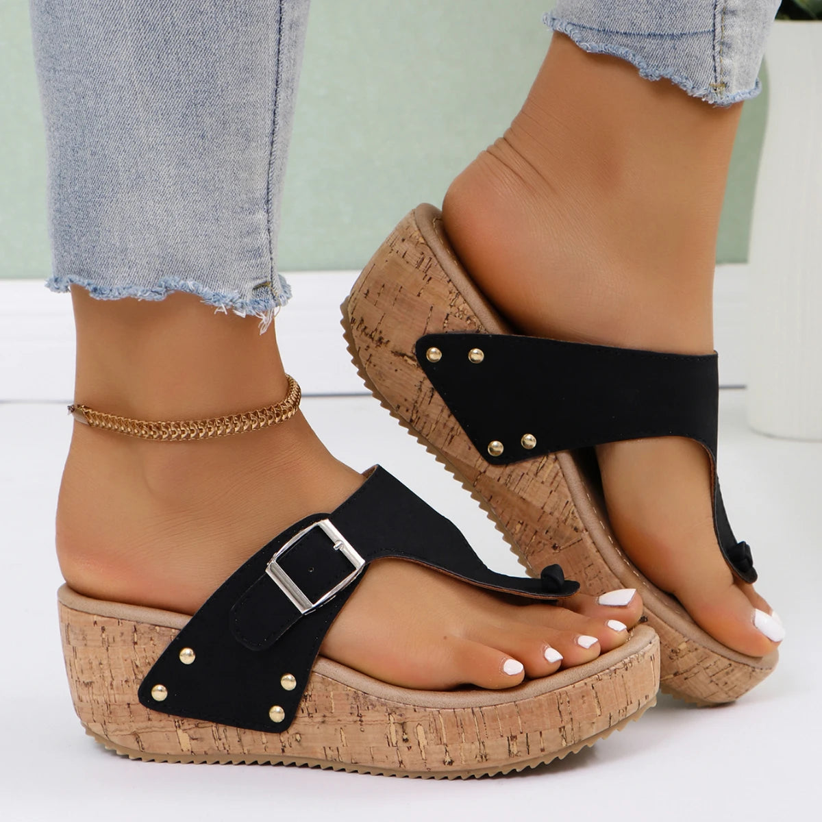 Women Sandals Platform Clip Toe Slippers Flip Flops Summer Wedges Fashion High Heels Shoes for Women New Trend Outdoor Sandals image 0