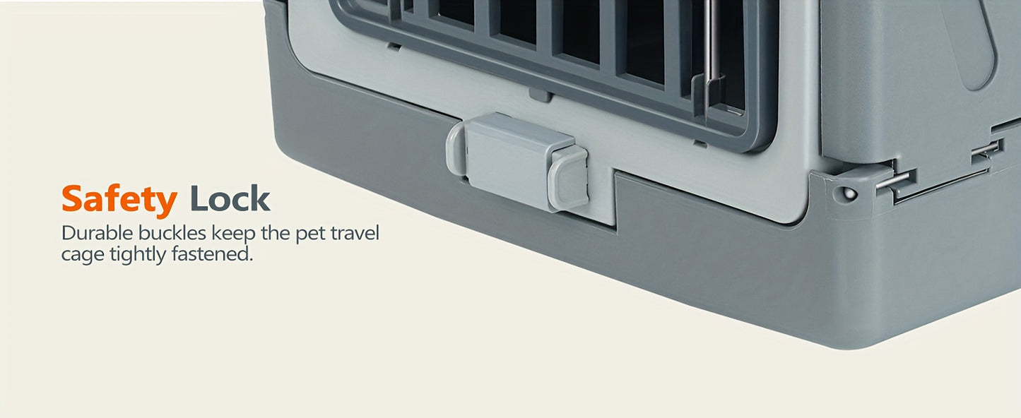 Large Cat Carrier Hard, Plastic Portable Dog Crate 22" with Soft Blanket and Hanging Kennel Bowl for Cats Small Dogs Puppies Kittens