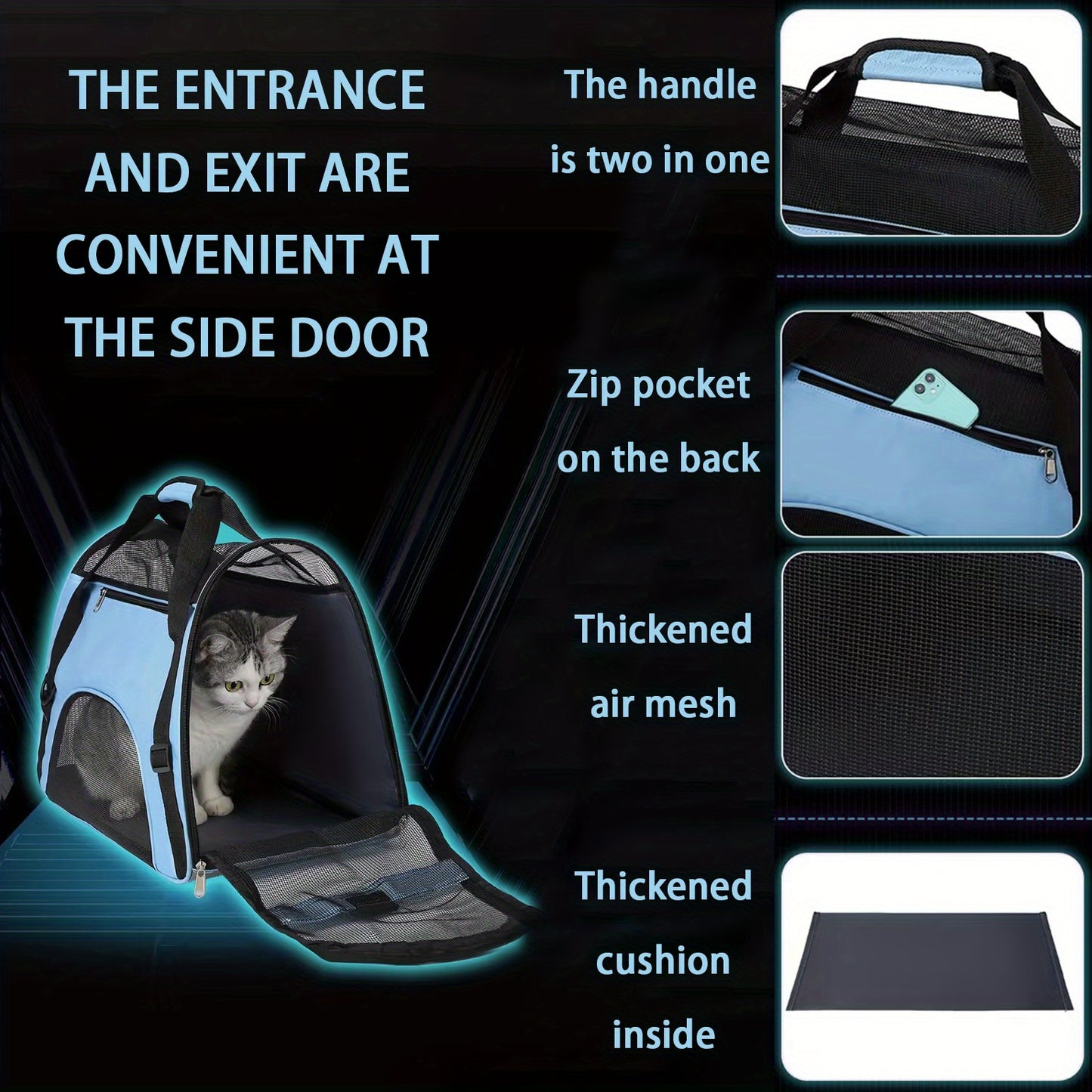 Airline Approved Cat Carrier Dog Carrier Pet Carrier - Soft-Sided Foldable Pet Bag With Breathable Mesh For Small Medium Cats Dogs Rabbit - For Pet Owners - Suitable for Travel & Vet Visits - Perfect Gift for Animal Lovers