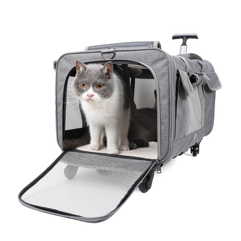 Large Extra Portable Detachable Dog Trolley Case - Foldable Pet Bag Cat Travel Carrier Bag