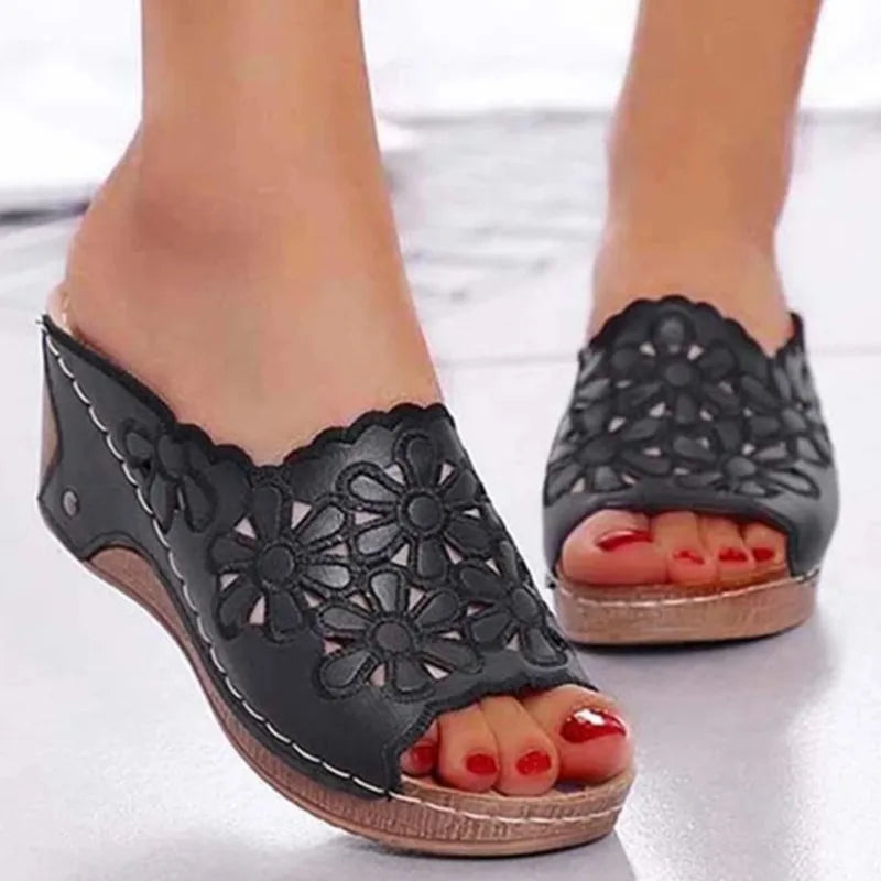 Women Shoes Sandals Summer Outdoor Walking Shoes Slip On Sandals Ladies Wedge Women's Shoes Retro Woman Slippers Footwear Female image 0
