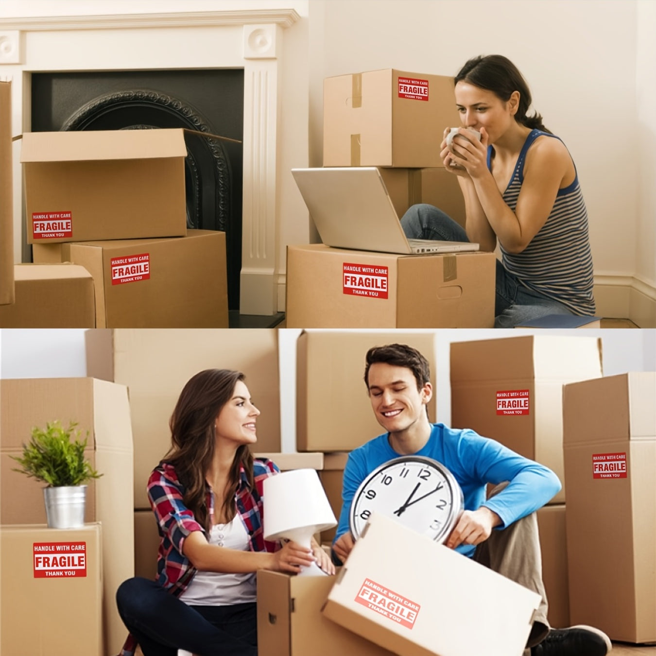 1 Roll 500 Fragile Shipping Labels, 3" x 2" Strong Adhesive Labels for Moving, Thank You, Warning Packaging - Durable Paper Stickers with Bold Text & Red Border, Shipping Labels for Packaging, Office Supplies, Label Stickers,