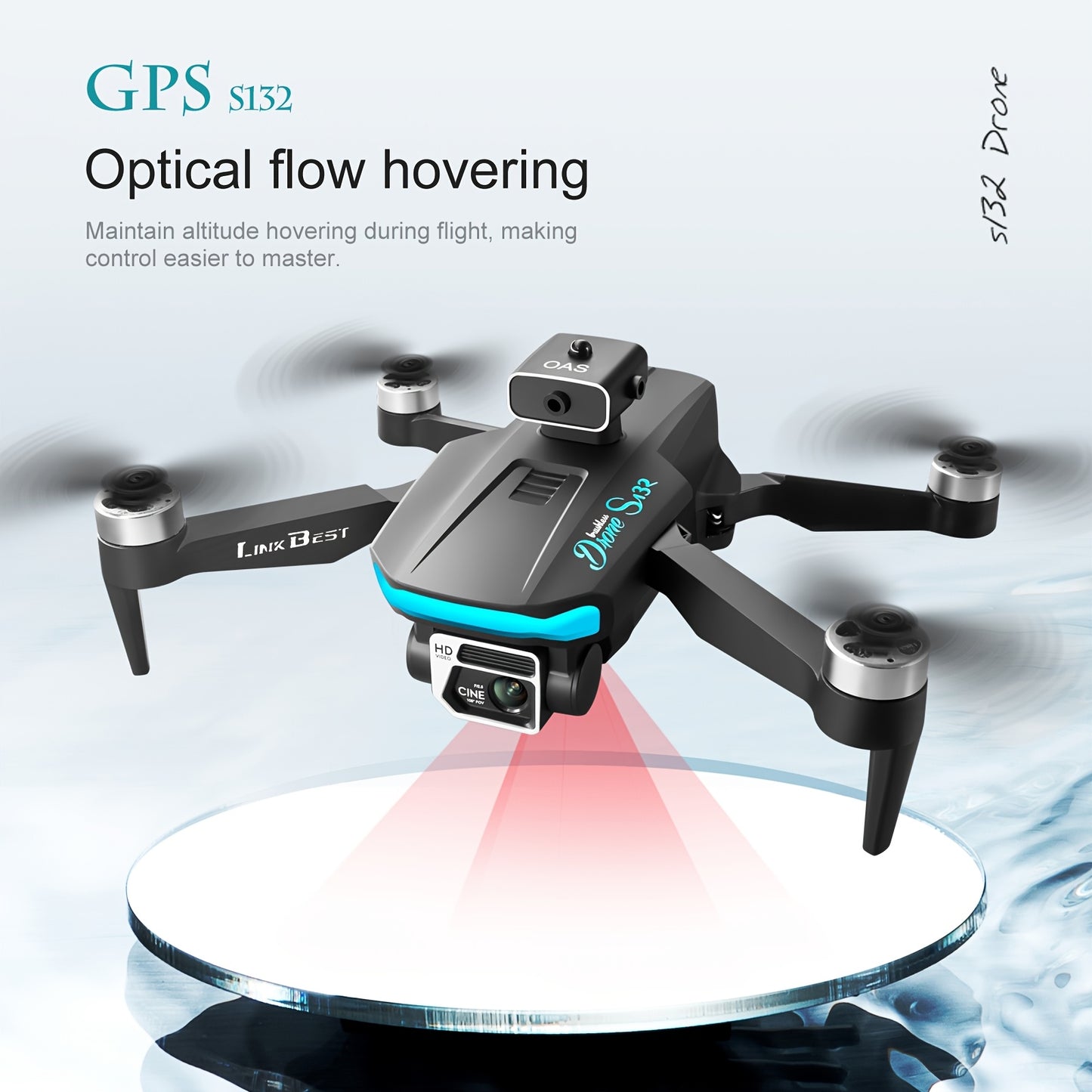 New S132 UAV Drone with HD ESC Dual Camera, GPS Positioning, 360° Intelligent Obstacle Avoidance, Optical Flow Hovering, One-Key Takeoff, And Fail-Safe Return.Perfect for Beginners Men's Gifts