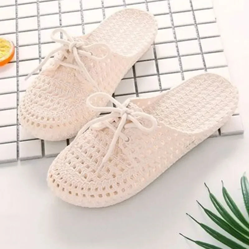Summer Ladies Baotou Slippers with Hollow Fashion Soft Bottom Hole Shoes Women Wear Beach Sandals and Slippers image
