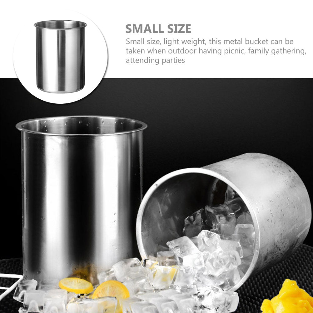 Portable Stainless Steel Ice Cube Bucket Durable Metal Cooler for Parties and Picnics Small Flower Water Holder