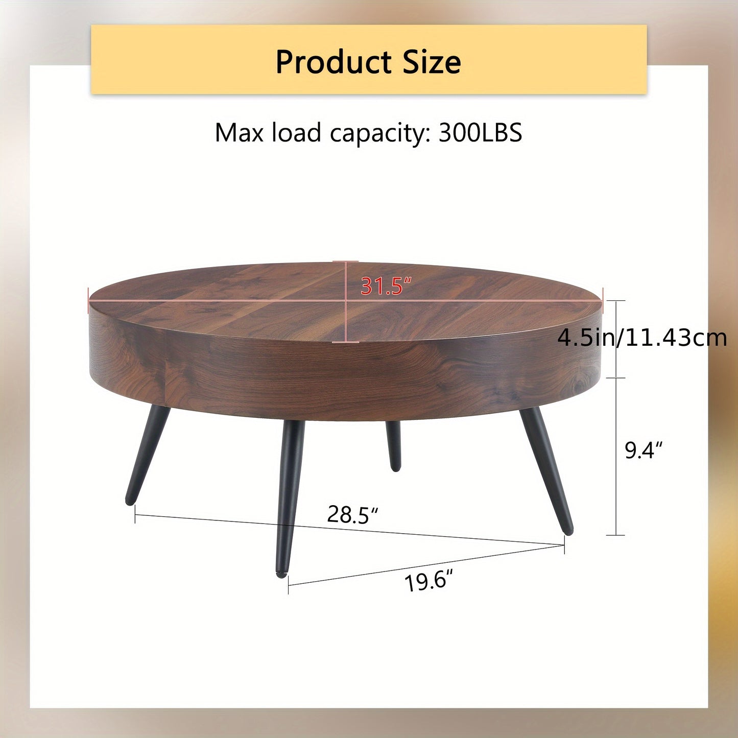 Wooden Coffee Table Modern Round Coffee Table Rustic Center Table with Metal Leg for Living Room Reception Room Office (Brown, Round), Clearance Sales Today Deals Prime, Tiny Home, Black Friday Deals 2024.