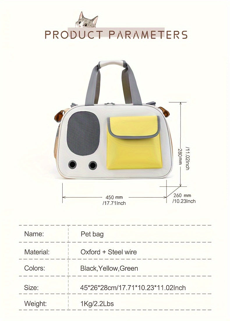 Lightweight Portable And Foldable Pet Cat Carrier, Breathable, And Durable