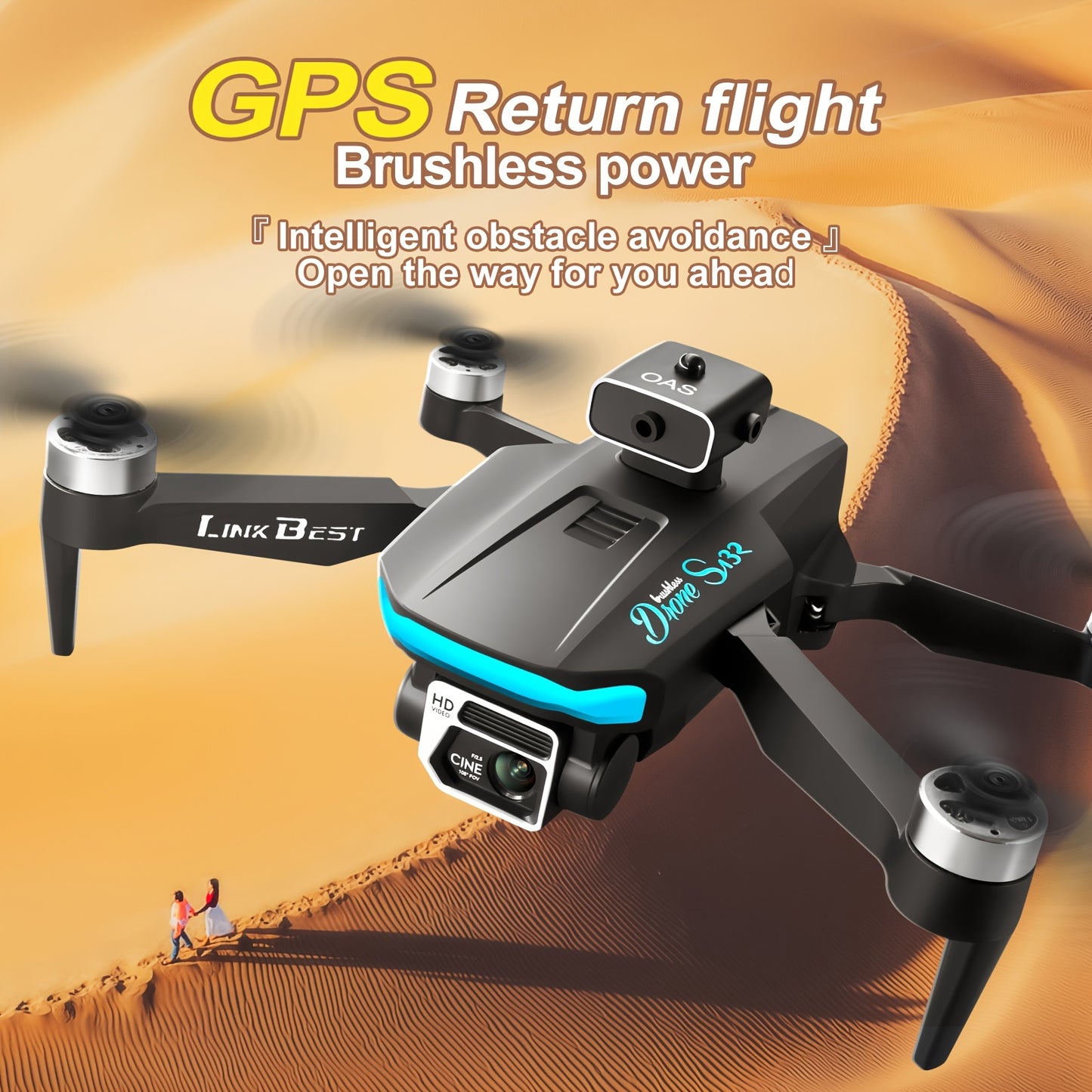 New S132 UAV Drone with HD ESC Dual Camera, GPS Positioning, 360° Intelligent Obstacle Avoidance, Optical Flow Hovering, One-Key Takeoff, And Fail-Safe Return.Perfect for Beginners Men's Gifts