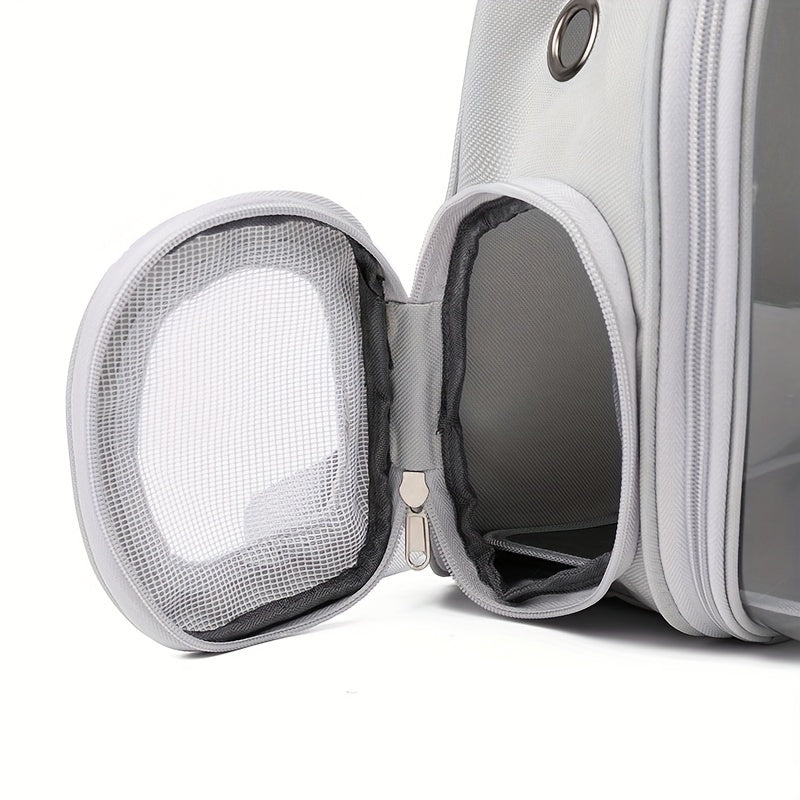 PVC Soft-Sided Cat Carrier Backpack with Zipper Closure, Transparent Breathable Space Capsule Design for Pet Comfort and Portability