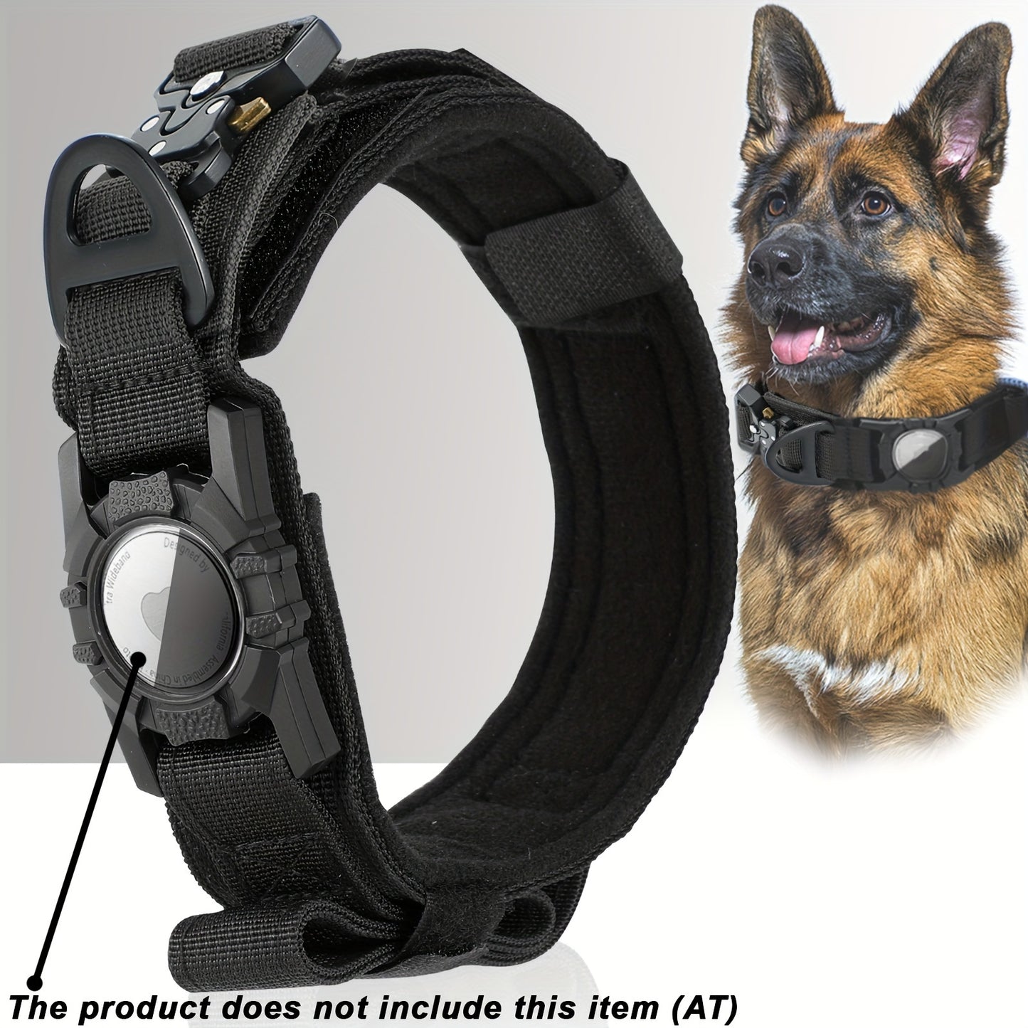 Tactical Nylon Dog Collar with GPS Holder, Adjustable Military-Style Collar for Dogs, Heavy-Duty Training Collar for All Breeds, Heavy Duty Collar | Secure Fit Collar | Adjustable Colla