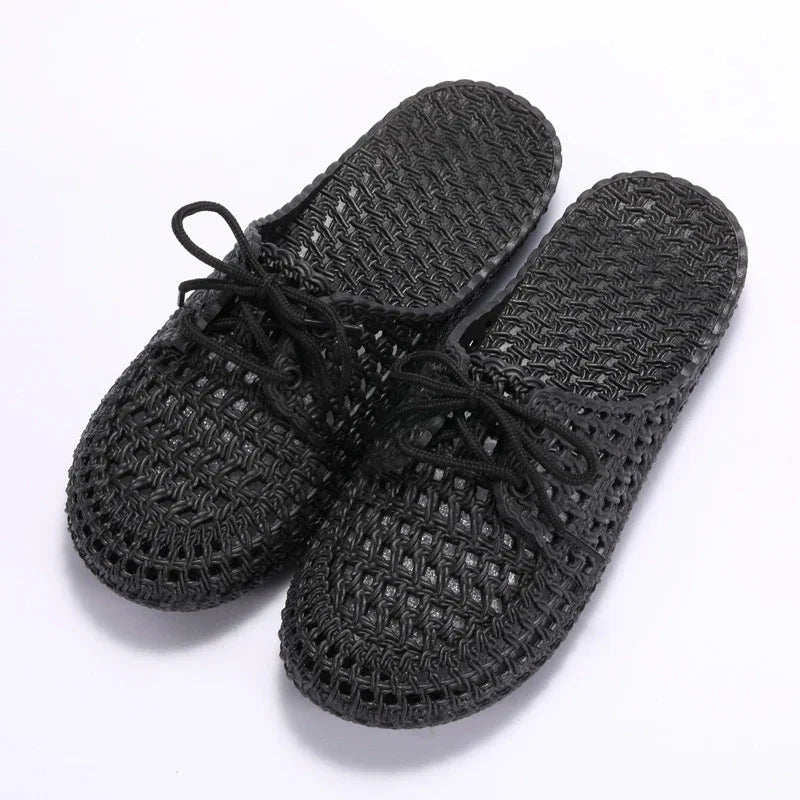 Summer Ladies Baotou Slippers with Hollow Fashion Soft Bottom Hole Shoes Women Wear Beach Sandals and Slippers image