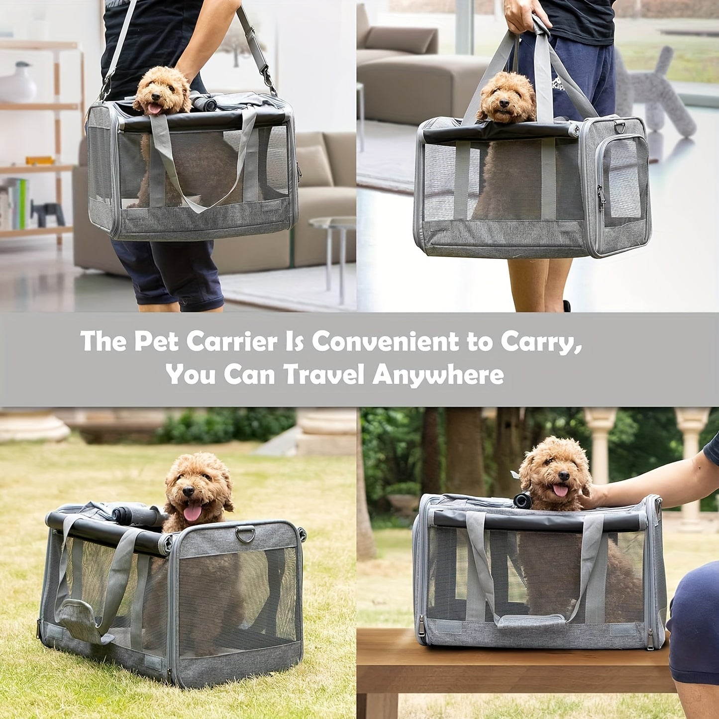 1pc Large Soft-Sided Cat Carrier - Comfortable, Airline Approved, Portable Pet Travel Bag for Kitten, Dog, Reptile, Squirrel - Durable, Easy to Clean, Ventilated Design