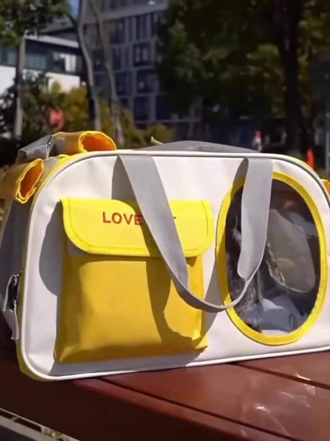 Foldable Portable Pet Backpack, Breathable Mesh Design, Fits Small To Large Cats & Small To Medium Dogs, Airline Approved, Multi-Functional Safety Leash, 18.1x11x12.2 Inches, Yellow