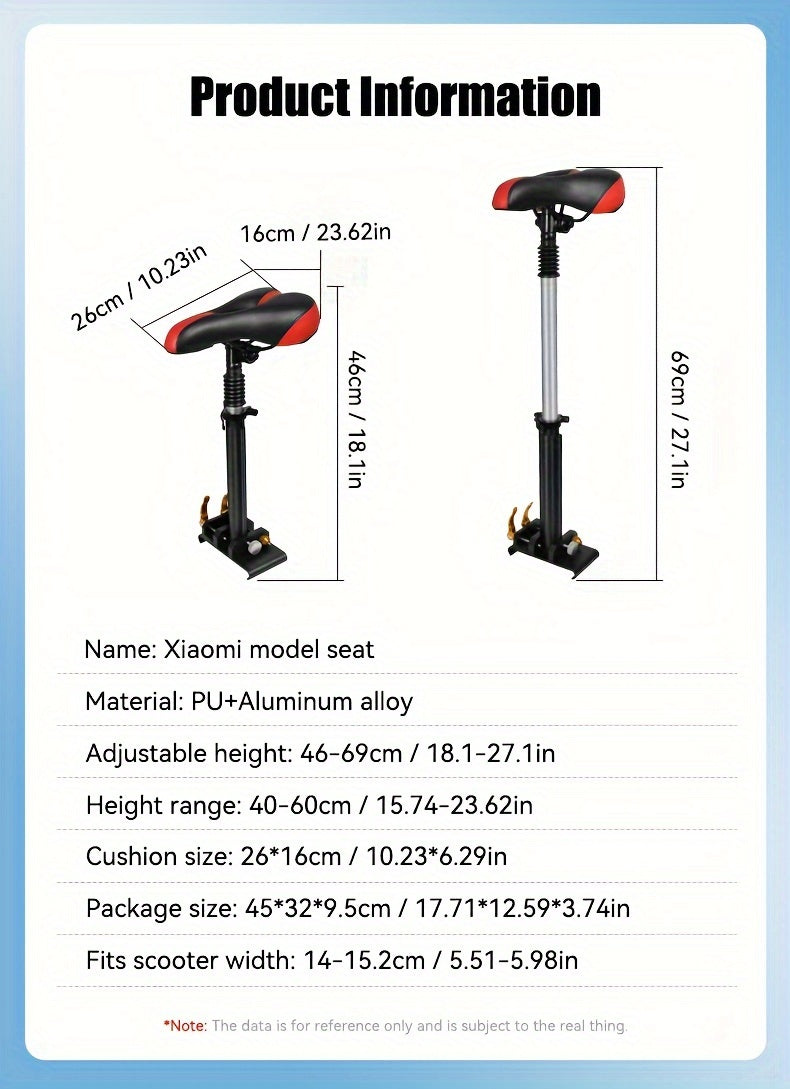 Suitable for Xiaomi M365/1S/Pro Electric Scooter, No-drill Upgrade Model Foldable Soft Bag Seat Cushion